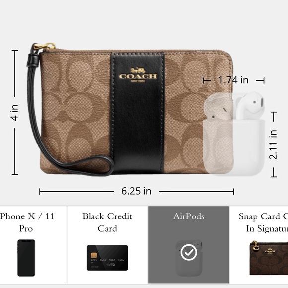 COACH Corner Zip Wristlet In Signature Canvas - Picture 8 of 10